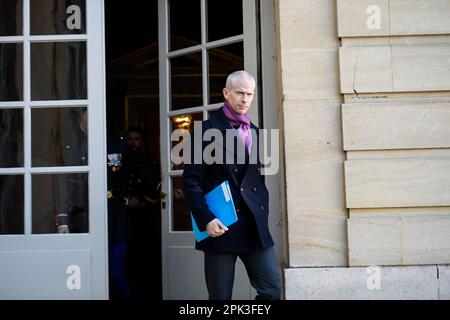 Paris, Frankreich. 04. April 2023. Minister Franck Riester im Hotel Matignon, am 4. April 2023 in Paris, Frankreich. Kredit: Victor Joly/Alamy Live News Stockfoto