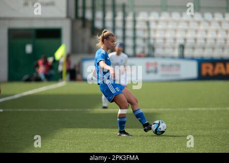 Sara Zappettini von Italien U19 bei der Europameisterschaft U19 2023, Runde 2, Fußballspiel zwischen, Grece U19 Frauen und Italien U19 Frauen, am 05. April 2023 im Stadion Silvio Piola, Vrcelli, Italien. Foto: Nderim Kaceli Stockfoto