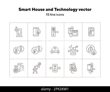 Smart House- und Technologievektor-Symbolsatz Stock Vektor