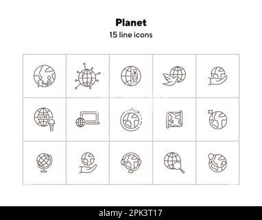Symbolsatz Planetenlinie Stock Vektor