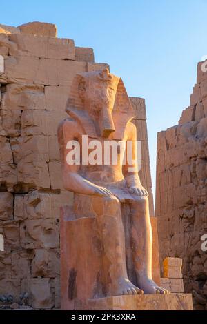 Statue am Karnak-Tempel, Luxor, Ägypten, Nordostafrika Stockfoto