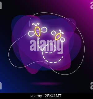 Ein paar fliegende Bienen, Neonschild Stock Vektor