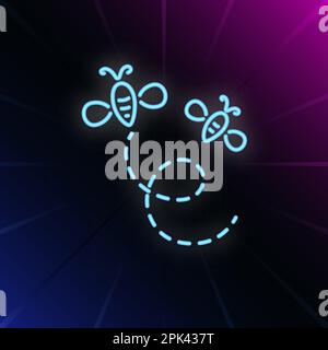 Ein paar fliegende Bienen, Neonschild Stock Vektor