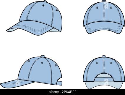 Baseballmütze. Vorne, hinten, seitlich. Stock Vektor