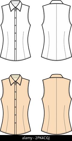 Frauenbluse. Technische Vektordarstellung. Stock Vektor