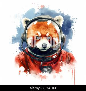 Roter Panda im Astronautenanzug Stockfoto