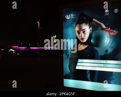 FIG Rhythmic Gymnastics World Cup 2023, Baku, Aserbaidschan. Internationales Turnier der AGF-Trophäe. In der Nähe der National Gymnastics Arena. April 21-23 Stockfoto