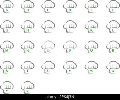 Satz mit anfänglichem Buchstabenlogo und Logo-Vorlage für den Hutchef für Restaurants Stock Vektor