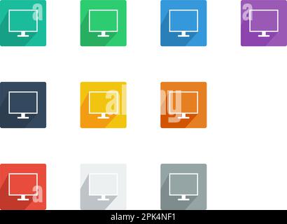 Flachvektordarstellung des PC-Symbols auf dem Bildschirm Stock Vektor