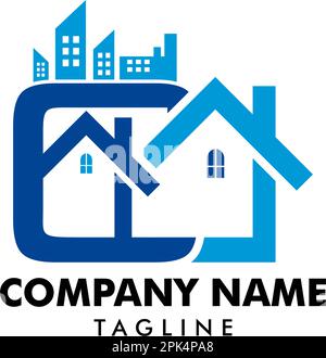 Anfangsbuchstabe C Abbildung des Gebäudelogos, Anfangsbuchstabe C Logo-Vektor des Immobilienlogos Stock Vektor