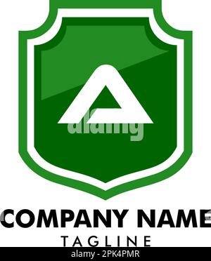 Anfangsbuchstabe A Logo der Sicherheitsfirma, Anfangsbuchstabe des Sicherheitsschilds, Shield Logo, Sicherheitslogo Stock Vektor