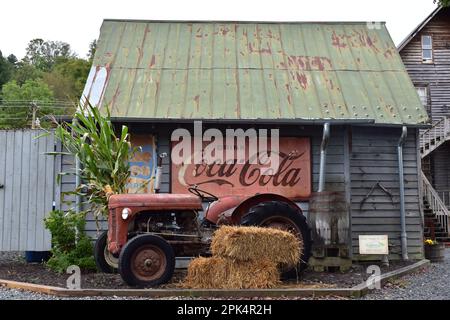 Klassisches Coca-Cola-Schild am Mast General Store in Valle Crucis, NC Stockfoto