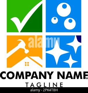 Logo-Design Für Hausreparatur- Und Reinigungsservice Stock Vektor