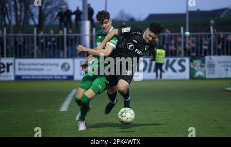 Rodinghausen, Deutschland. 05. April 2023. firo : 05.04.2023 Fußball, Fußball, Saison der Regional League, erste Liga 2022/2023, SV Rodinghausen - SC Preussen Munster, SCP, Preussen Münster Duels, Darius Ghindovean Credit: dpa/Alamy Live News Stockfoto