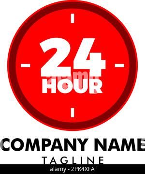 24-Stunden-Logo-Vektordarstellung Stock Vektor