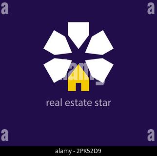 Immobilienstar-Logo. Einzigartiges Design. Vorlage für das Logo des Immobiliennetzwerks und des Zentrums. vektor. Stock Vektor