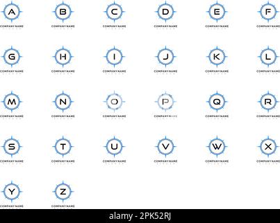Anfangsbuchstabe mit Kompass-Logo-Design Stock Vektor