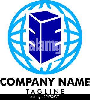 Kombination aus Vektor-Host und Planet-Logo, Server- und Weltsymbol oder Symbol Stock Vektor