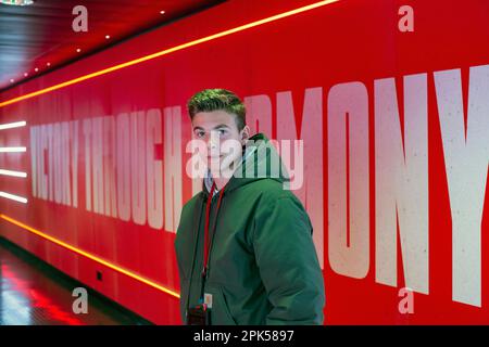 HIGHBURY, LONDON, ENGLAND - Stadiontouren das Fußballstadion Arsenal Emirates in London, Großbritannien Stockfoto
