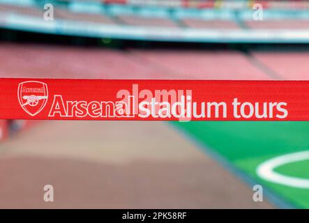 HIGHBURY, LONDON, ENGLAND - Stadiontouren das Fußballstadion Arsenal Emirates in London, Großbritannien Stockfoto