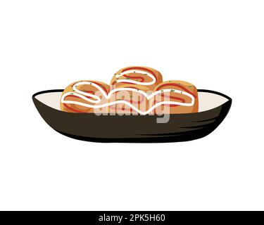 Detaillierte und realistische Takoyaki-Illustration Stock Vektor