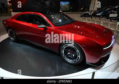 Das Dodge Charger Daytona SRT-Konzept wird auf der New York International Auto Show (NYIAS) 2023 im Javits Center am 5. April 2023 in New ausgestellt Stockfoto