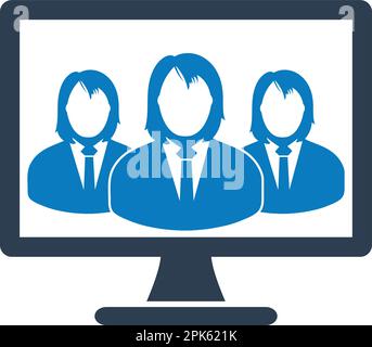Symbol für weibliche Online-Unternehmensgruppe. Flache Vektor-EPS. Stock Vektor