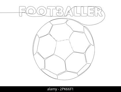 Eine durchgehende Textzeile für den Fußballer mit Fußballball. Vektorkonzept zur Darstellung dünner Linien. Kontur Zeichnen kreativer Ideen. Stock Vektor