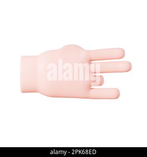 Cartoon mit verschiedenen Handgesten, 3D-Rendering. Digitale Zeichnung. Stockfoto