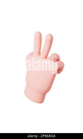 Cartoon mit verschiedenen Handgesten, 3D-Rendering. Digitale Zeichnung. Stockfoto