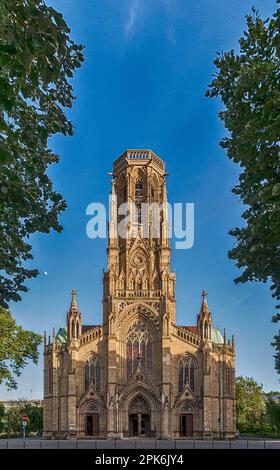 Die protestantische Johanneskirche am Feuersee im neogotischen Stil, Stuttgart, Baden-Württemberg, Deutschland Stockfoto