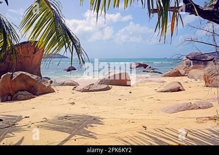 Anse Takamaka Beach, Praslin Island, Seychellen Stockfoto