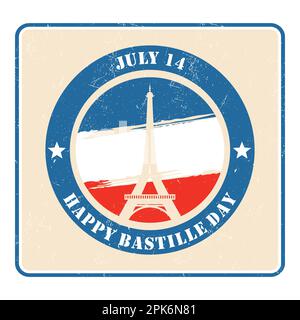 Karte, Banner oder Poster für den französischen Nationalfeiertag, Happy Bastille Day, moderne Hintergrunddarstellung Stock Vektor