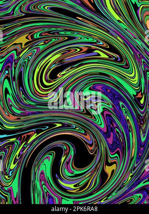 Flüssiger abstrakter Hintergrund mit Ölmalerei und bunten Spritzern Stockfoto