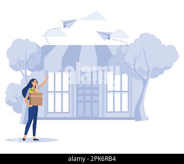 Einzelhandelskonzept, Big Box Discounter, Anker und isoliertes Geschäft, Einkaufszentrum, Kundengewinnung, Outlet Mall, Supermarkt Merchandising, Flach V Stock Vektor