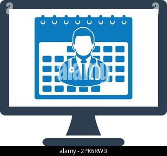 Symbol für Online-Arzttermin. Flache Vektor-EPS. Stock Vektor