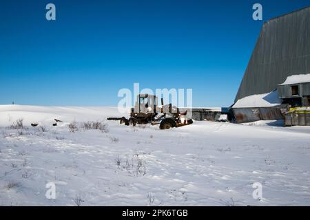 Black Brant Raketenwerfer auf der stillgelegten Raketenanlage in Churchill, Manitoba, Kanada Stockfoto