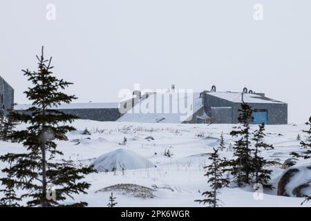 Black Brant Raketenwerfer auf der stillgelegten Raketenanlage in Churchill, Manitoba, Kanada Stockfoto