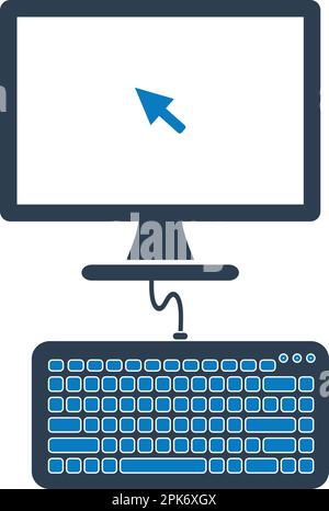 Computer- und Tastatursymbol. Flache Vektor-EPS. Stock Vektor