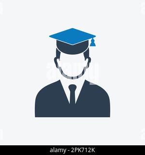 Symbol für Graduate Student mit Cap-Zeichen. Bearbeitbare Vektor-EPS-Symboldarstellung. Stock Vektor