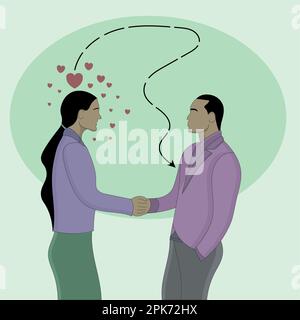 Flaches Design von Mann und Frau mit Handschlag Stock Vektor