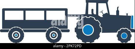 Symbol „Traktor mit Anhänger“. Flache Vektor-EPS. Stock Vektor