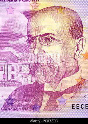 Tomas Garrigue Masaryk, ein Nahporträt von Geld Stockfoto