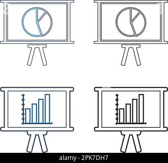 Symbolgruppe für Business-Präsentationslinien. Vektor-EPS. Stock Vektor