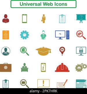 Universal Web-Symbolgruppe. Flache Vektor-EPS. Stock Vektor