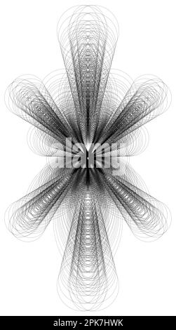 Fraktaler Burst-Hintergrund. Schwarz und weiß. Abstraktes Vektordesign. Dunkle Linien in weißem Raum Dekorationsmuster für übergroße bedruckte Innenwände. Stockfoto