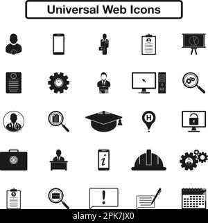 Universal Web-Symbolgruppe. Flache Vektor-EPS. Stock Vektor