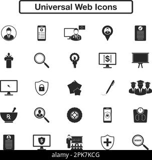 Universal Web-Symbolgruppe. Flache Vektor-EPS. Stock Vektor