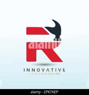 Vintage Roofing Design für Up Start Roofing Company mit dem R-Logo Stock Vektor