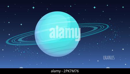 Uranus-Planet mit Ringen im Weltraum Stock Vektor